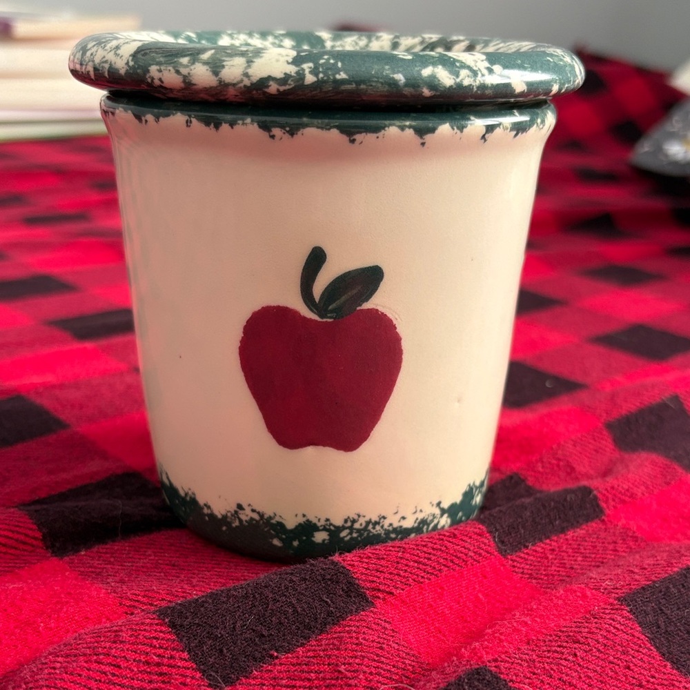 Vintage ceramic sponge- painted stoneware crock